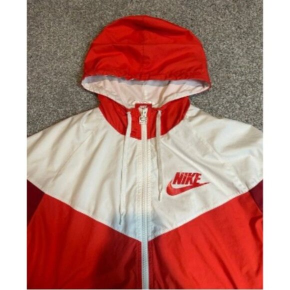 Nike Windrunner Women's Size Medium Red Maroon White Hooded Track Jacket - Picture 2 of 8